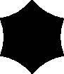 Eine schwarze sechseckige Form, zentriert auf einem weißen Hintergrund.