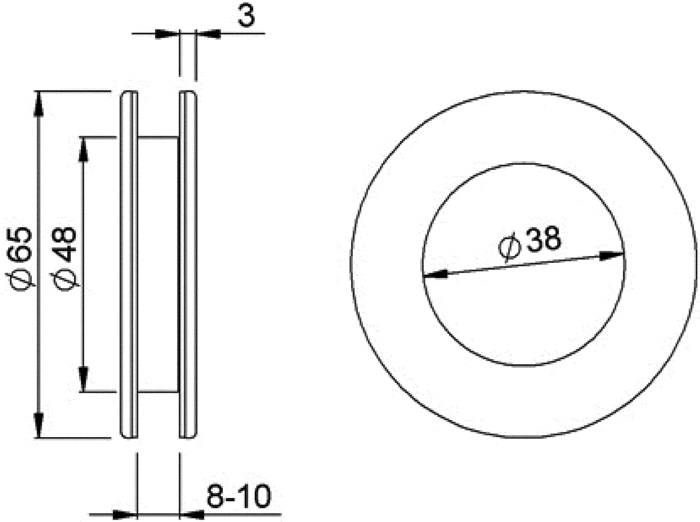 Muschelgriffpaar 5254 VA feingedreht EL.-D.50mm KWS