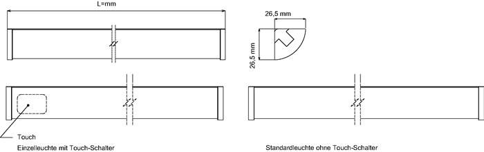 Anbauleuchte Mini Corner Neutralweiß 12 V 6,8 W Rahmenfarbe Aluminiumfarben L&S