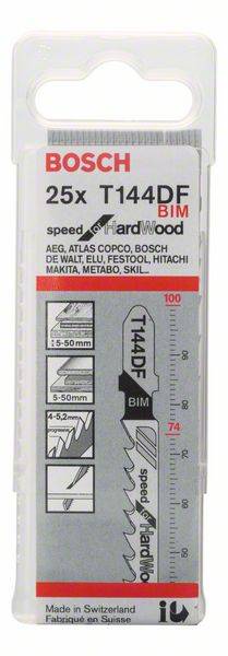 Bosch Stichsägeblatt T 144 DF Speed for Hard Wood, 25er-Pack