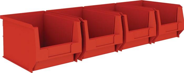 Sichtlagerkastenset H140xB602xT250mm STA verz.Sichtlagerkästen 4xMK4 rot MAUS…