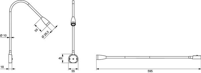 1-er Set Bettanbauleuchte BU 1 Warmweiß 12 V 1,2 W Rahmen Aluminiumfarben L&S
