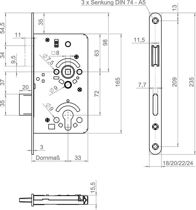 ZT-Einsteckschl.MG 50 SET PZW 24/ 55/72/8mm DIN L/R VA rd SSF