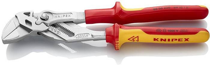 Zangenschlüssel L.250mm Spann-W.46mm verchr.Mehrkomp.-Hülle VDE KNIPEX