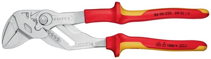 Zangenschlüssel L.250mm Spann-W.46mm verchr.Mehrkomp.-Hülle VDE KNIPEX