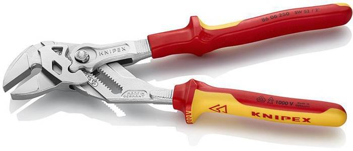 Zangenschlüssel L.250mm Spann-W.46mm verchr.Mehrkomp.-Hülle VDE KNIPEX