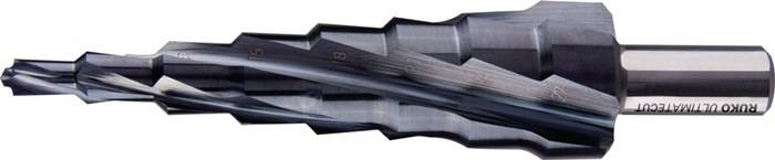 Stufenbohrer ULTIMATECUT Bohrber.6-27mm HSS RUnaTEC Spiralnut Z.4 Stufen 8 RUKO