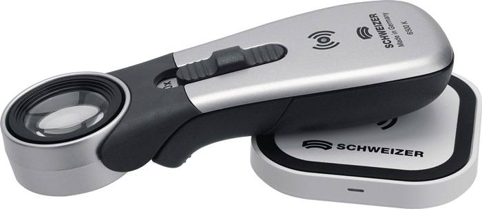 Handleuchtlupe Tech-Line Induktion Vergr.10x LED Linsen-Ø 22,8mm SCHWEIZER