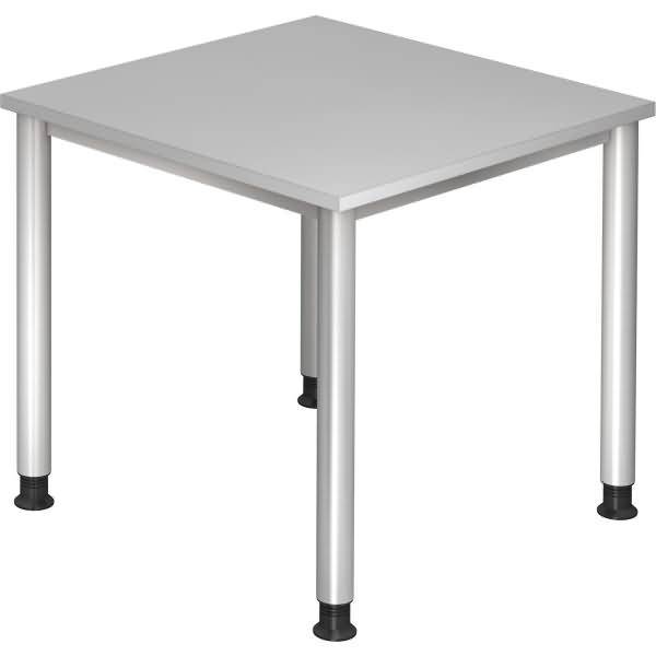 Schreibtisch 4-Fuß-rund 80x80cm Grau/Silber