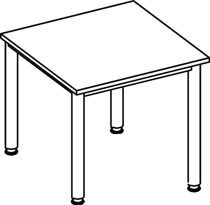 Schreibtisch Sero H685-810xB800xT800mm Ahorndekor ger.Form 4-Fuß-Gestell
