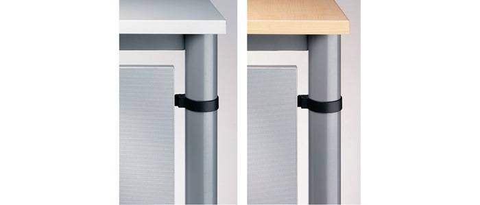 Schreibtisch Sero H685-810xB800xT800mm Ahorndekor ger.Form 4-Fuß-Gestell