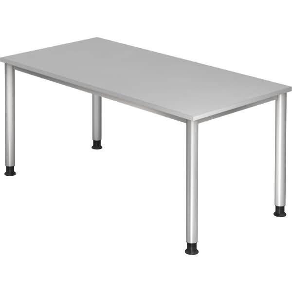 Schreibtisch 4-Fuß-rund 160x80cm Grau/Silber