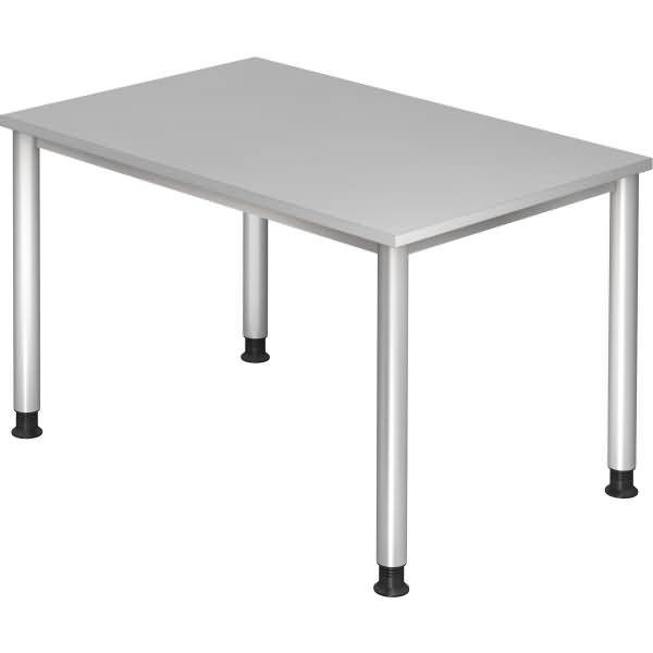 Schreibtisch 4-Fuß-rund 120x80cm Grau/Silber