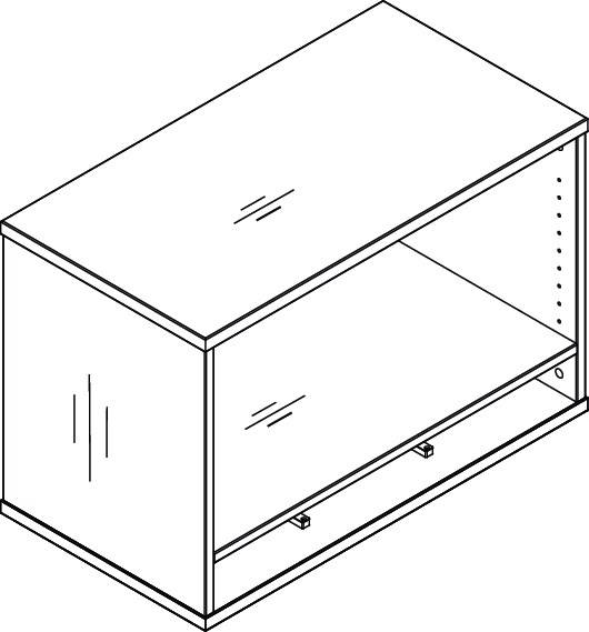 Aufsatzschrank H530xB800xT428mm 1 OH u.3 Kunststoffablagen weiß
