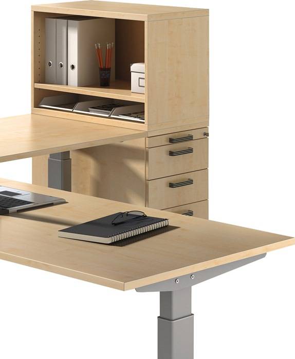 Aufsatzschrank H530xB800xT428mm 1 OH u.3 Kunststoffablagen Ahorn