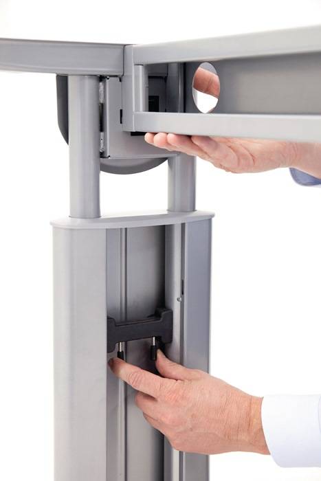 Schreibtisch Teda H680-860xB800xT800mm weiß ger.Form