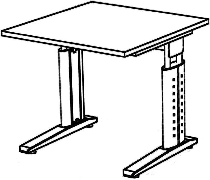Schreibtisch Teda H680-860xB800xT800mm Ahorndekor ger.Form