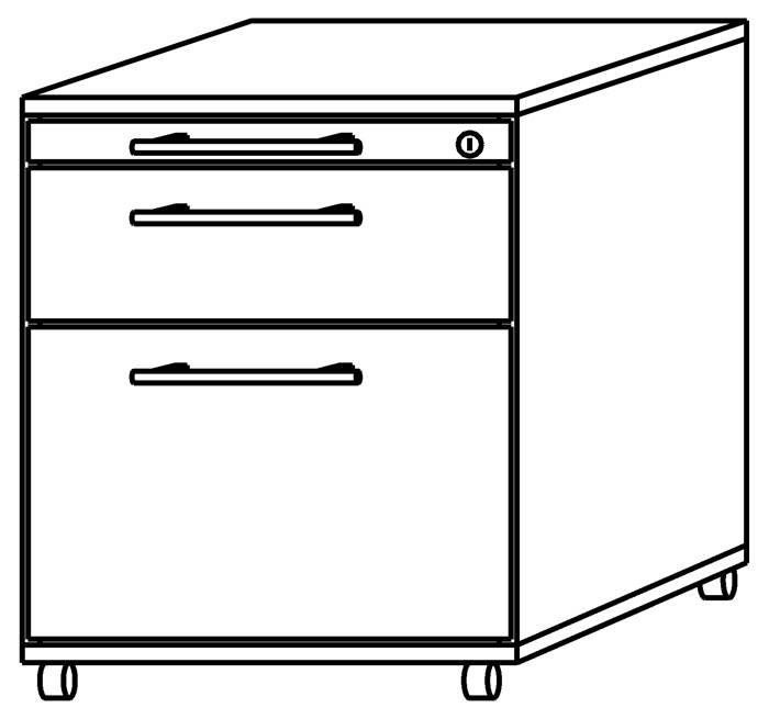 Rollcontainer Belo H590xB428xT580mm weiß 1 Schubl.u.1 Hängeregistratur