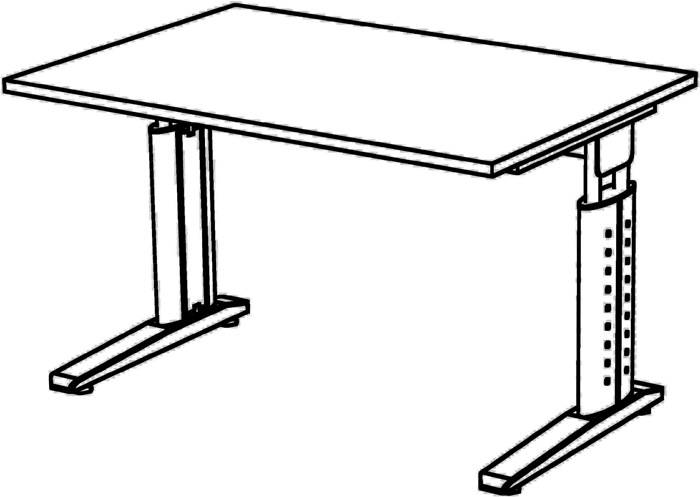 Schreibtisch Teda H680-860xB1200xT800mm Nussbaumdekor ger.Form