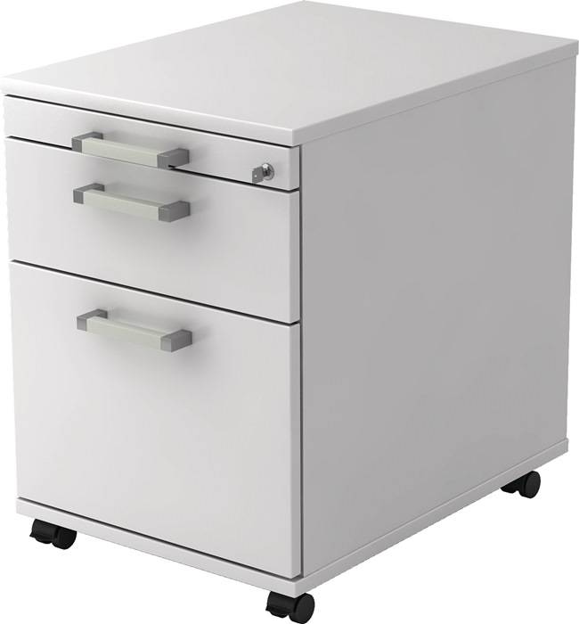 Rollcontainer Teda H590xB428xT580mm weiß 1Schubl.u.1Registratur m.Chromgriff