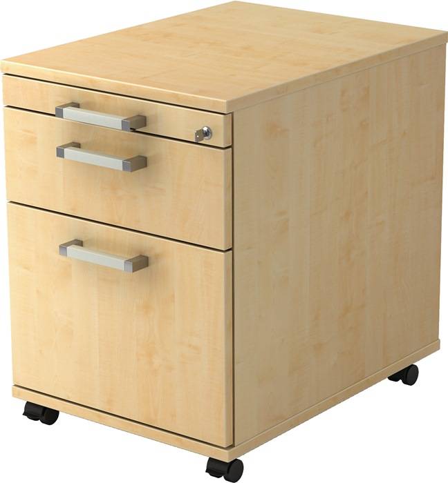Rollcontainer Teda H590xB428xT580mm Ahorn 1Schubl.u.1Registratur m.Chromgriff