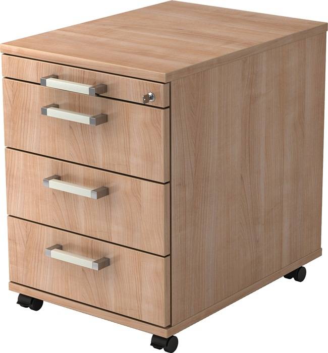 Rollcontainer Teda H590xB428xT580mm Nussbaum 3Schubl.m.Chromgriff HAMMERBACHER