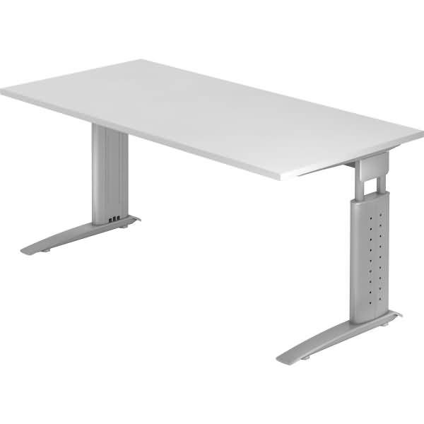 Schreibtisch C-Fuß 160x80cm Weiß/Silber