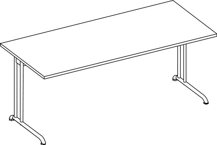 Schreibtisch Pro-B H720xB1800xT800mm weiß ger.Form Kufe