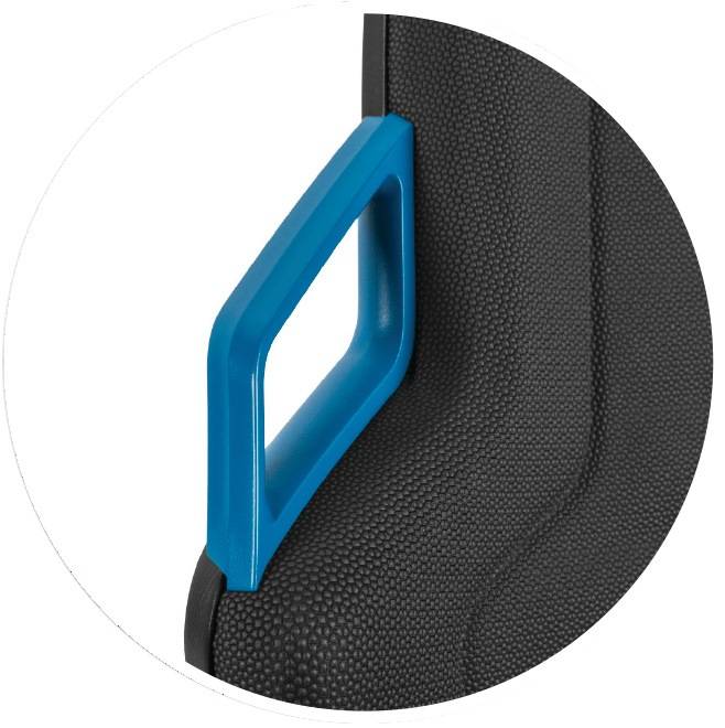 Arbeitsdrehstuhl Nexxit Gleiter Supertec-Gewebe schwarz Griff blau 450-600mm