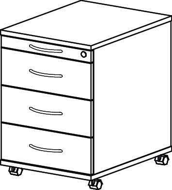 Rollcontainer Pro-B H590xB428xT580mm Buchedekor 3 Schubl.