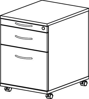 Rollcontainer Pro-B H590xB428xT580mm Nussbaumdekor 1Schubl.u.1Hängeregisterausz.