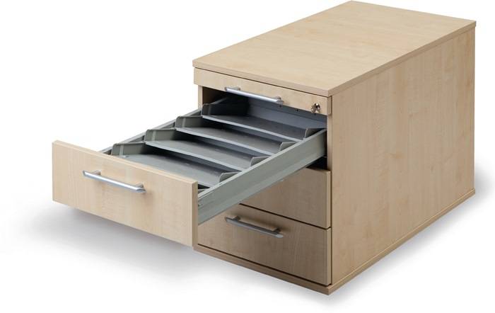 Rollcontainer H512xB428xT800mm Ahorndekor 3 Schubl.