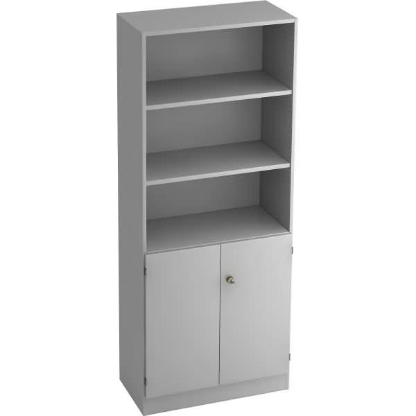 Regal 5 OH 2 OH 80x42x200,4cm Türen Sockelblende Griff SG Grau/Grau