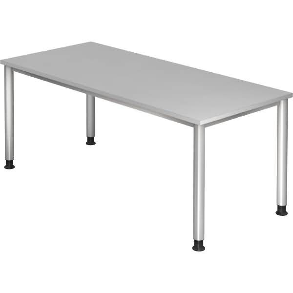 Schreibtisch 4-Fuß-rund 180x80cm Grau/Silber