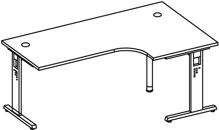 Schreibtisch Bela H650-850xB2000xT1200mm Ahorndekor Winkelf.R/L C-Fuß