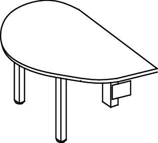 Anbautisch A-ktiv H650-850xB915xT1200mm halbrd.weiß Stützfuß weiß