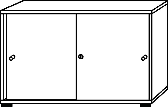Schiebetürenschrank H748xB1200xT400mm lichtgrau 2 OH 2 Türen Knaufgriff