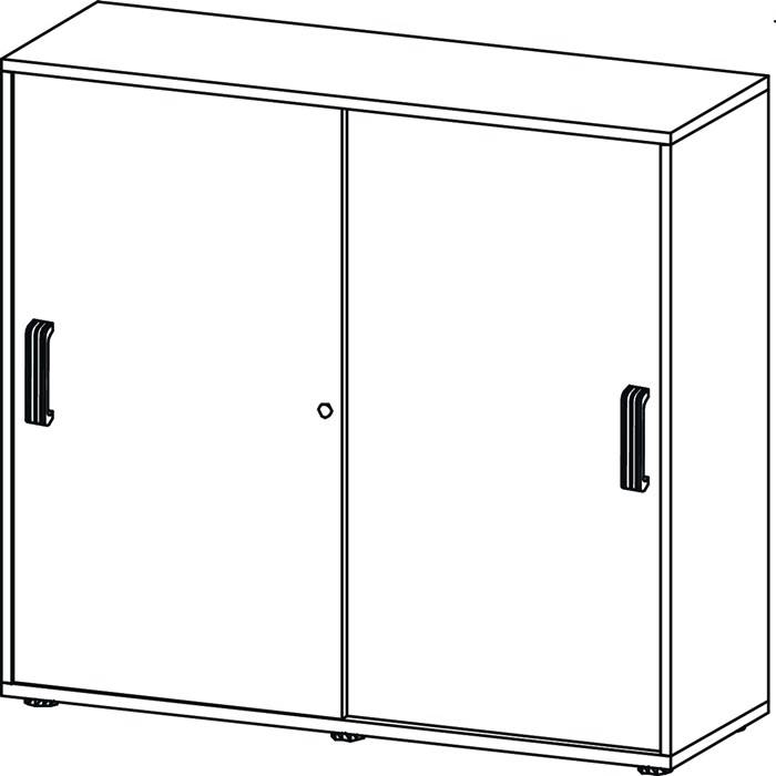 Schiebetürenschrank H1100xB1200xT400mm weiß/Eichedekor 3 OH 2 Türen Relinggriff