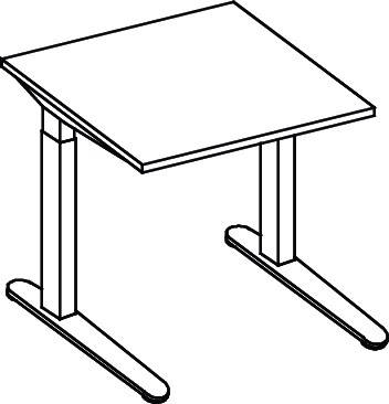 Schreibtisch A-ktiv H650-850xB800xT800mm Ahorndekor ger.Form Kufe