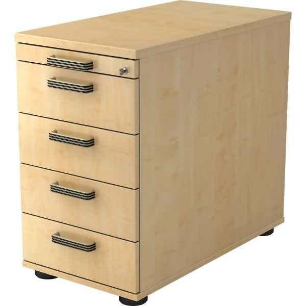 Standcontainer 80cm 4 Schub Schloss Streifengriff Ahorn