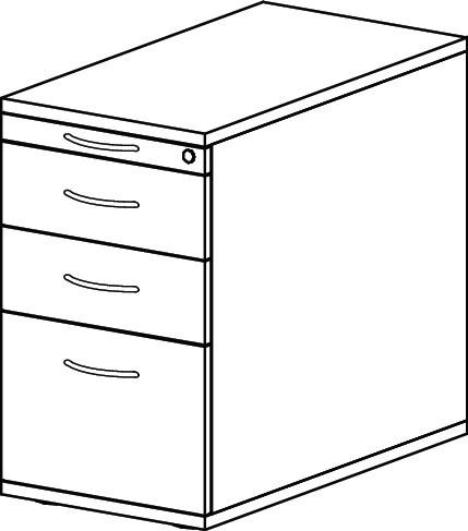 Standcontainer 80cm 2 Schub 1 Hängeregistratur Schloss Bogengriff Ahorn