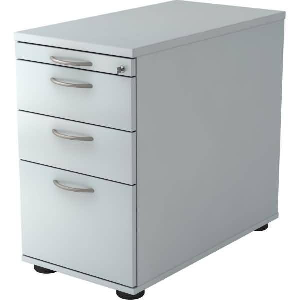 Standcontainer 80cm 2 Schub 1 Hängeregistratur Schloss Bogengriff Grau