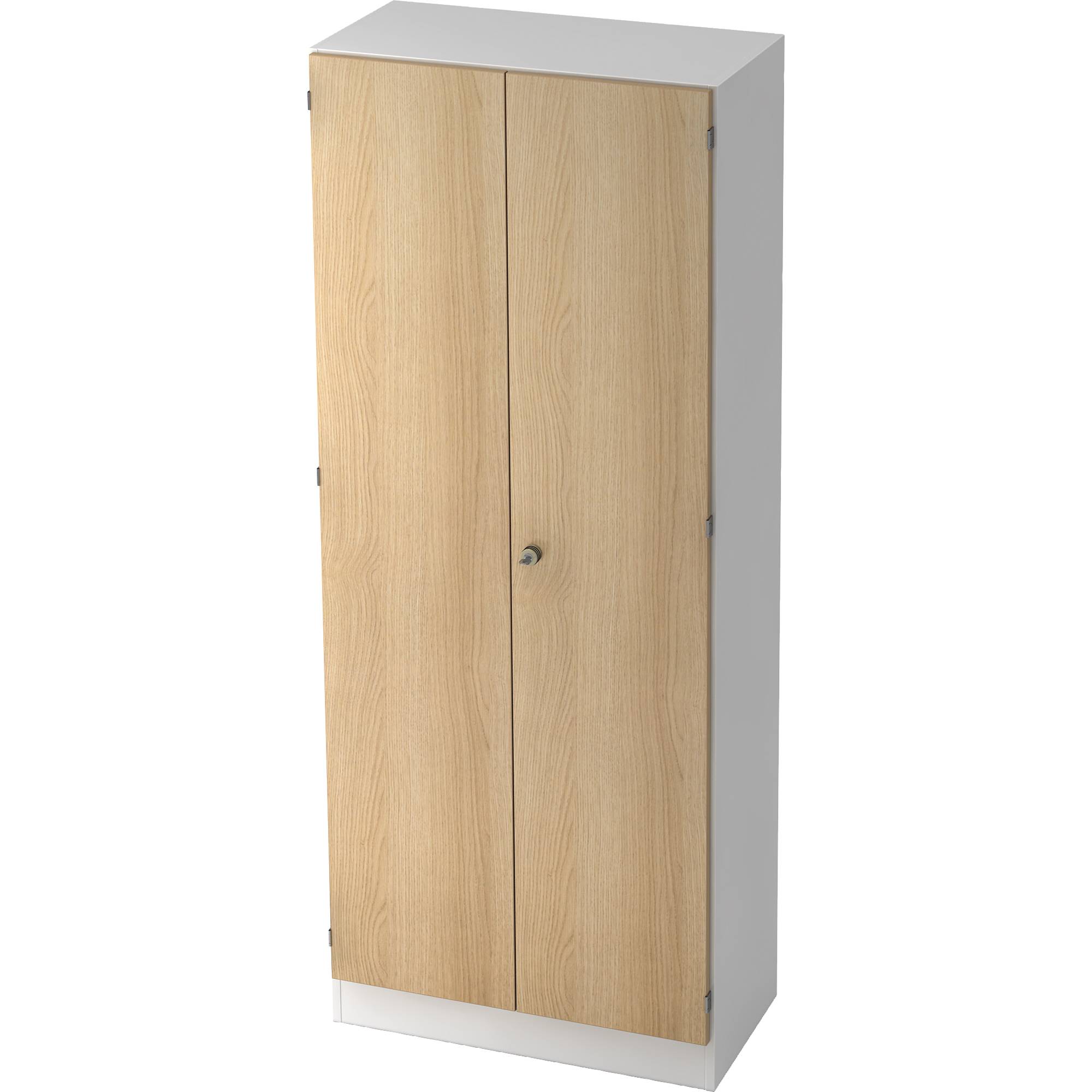 Schrank Solid 5 OH BxTxH 80x42x200,4cm Sockelblende Griff SG Weiß/Eiche
