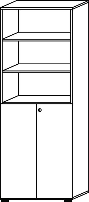 Schrank H2156xB800xT420mm lichtgrau 6 OH (3 offen) 2 Türen Knaufgriff