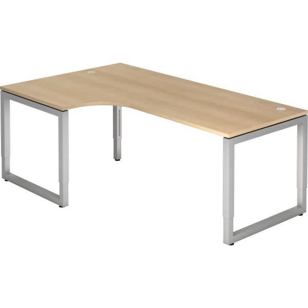 Schreibtisch O-Fuß eckig 200x120cm 90 Grad Eiche/Silber