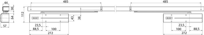 Gleitschienentürschließerset DC 700 G-CO-CS silber EN 3-6 Normalmont.BG