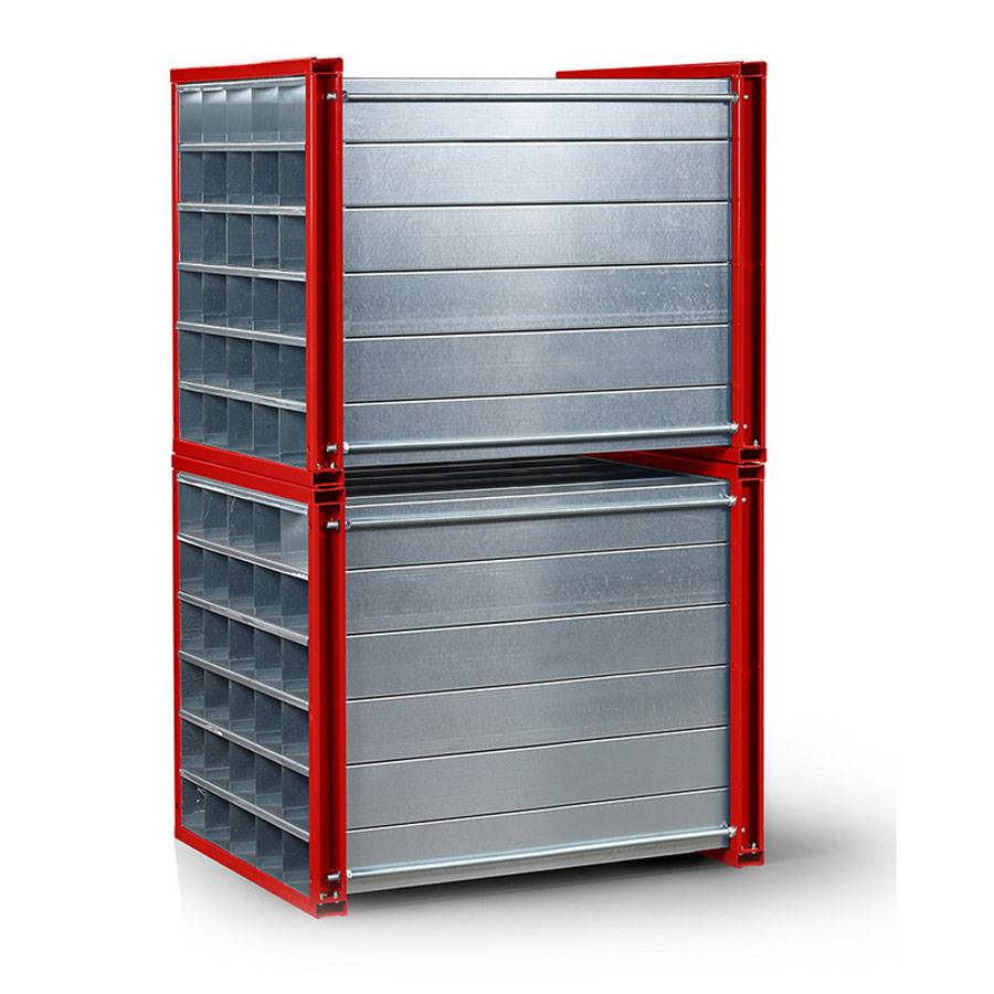 RR Industrietechnik Wabenregal RWR-64/1 1000x1000x1000mm mit 64 Fächern RAL 3000 Feuerrot