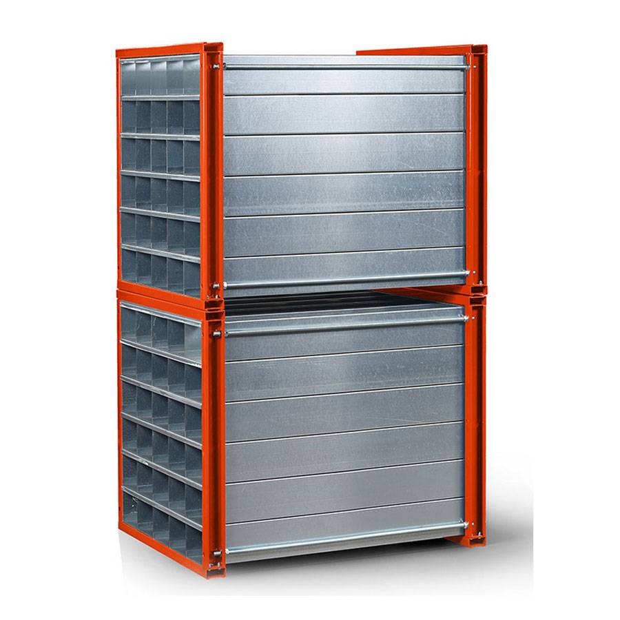 RR Industrietechnik Wabenregal RWR-48/1 1000x1000x1000mm mit 48 Fächern RAL 2004 Reinorange