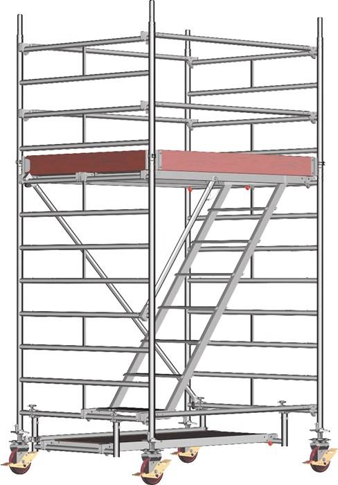 Fahrgerüst Uni Komfort P2 Arbeits-B1500xL1800mm Alu.Gerüsthöhe 3430mm 2 kN/m²