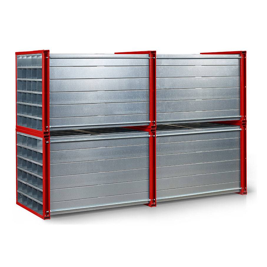 RR Industrietechnik Wabenregal RWR-30/3 3000x1000x1000mm mit 30 Fächern RAL 3000 Feuerrot